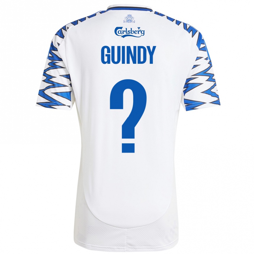 Enfant Football Maillot Eliot Guindy #0 Blanc Bleu Ciel Tenues Domicile 2024/25