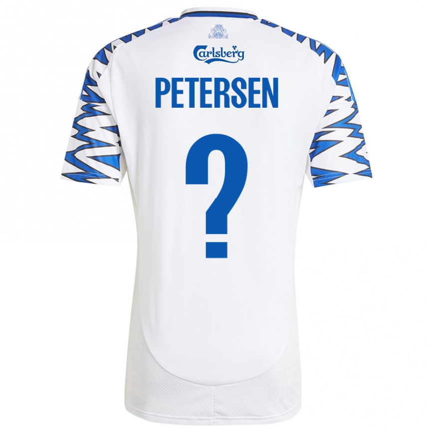 Enfant Football Maillot Frederik Petersen #0 Blanc Bleu Ciel Tenues Domicile 2024/25