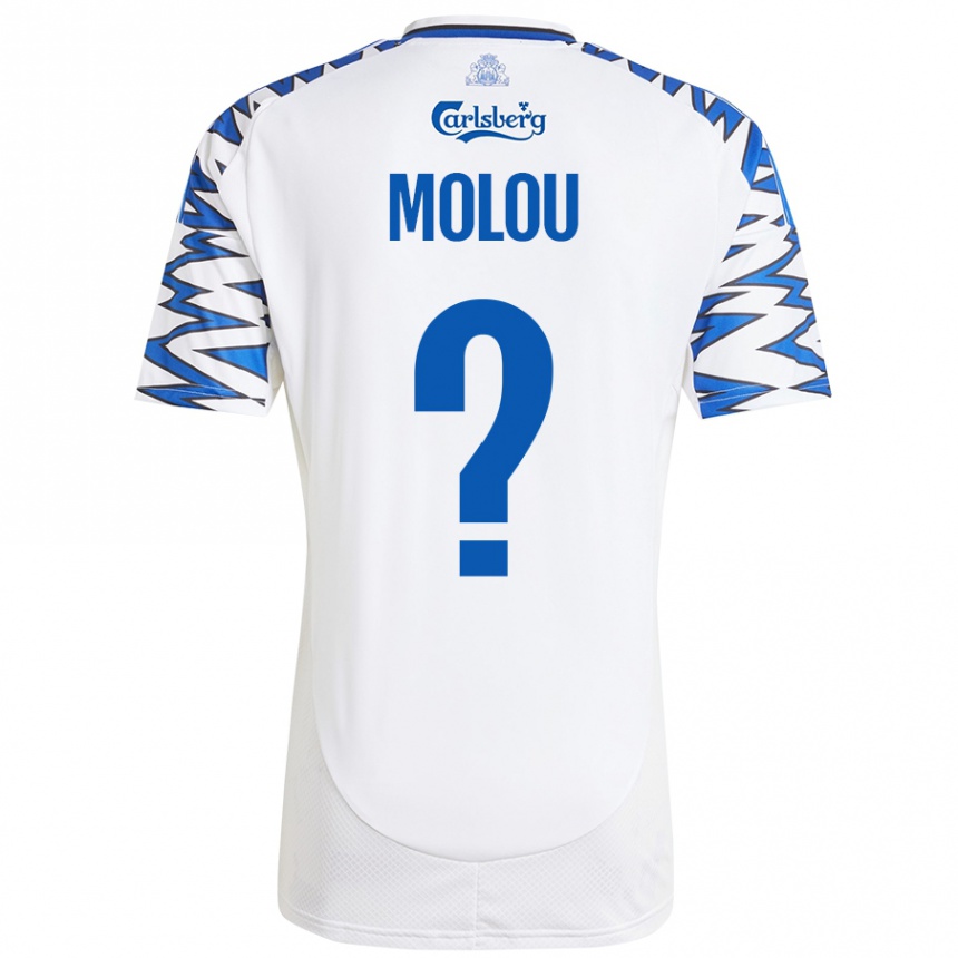 Enfant Football Maillot Yvann Molou #0 Blanc Bleu Ciel Tenues Domicile 2024/25