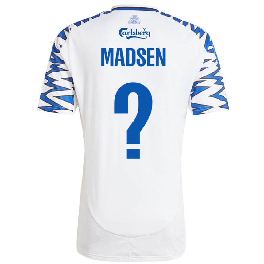 Enfant Football Maillot Noah Madsen #0 Blanc Bleu Ciel Tenues Domicile 2024/25