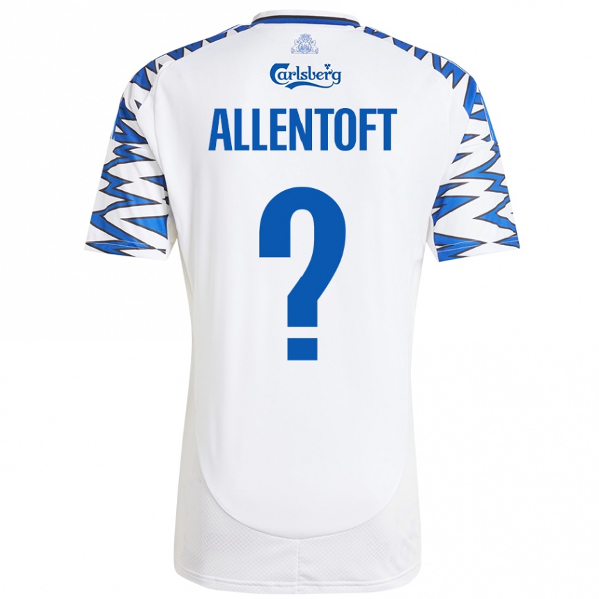 Enfant Football Maillot Philip Allentoft #0 Blanc Bleu Ciel Tenues Domicile 2024/25