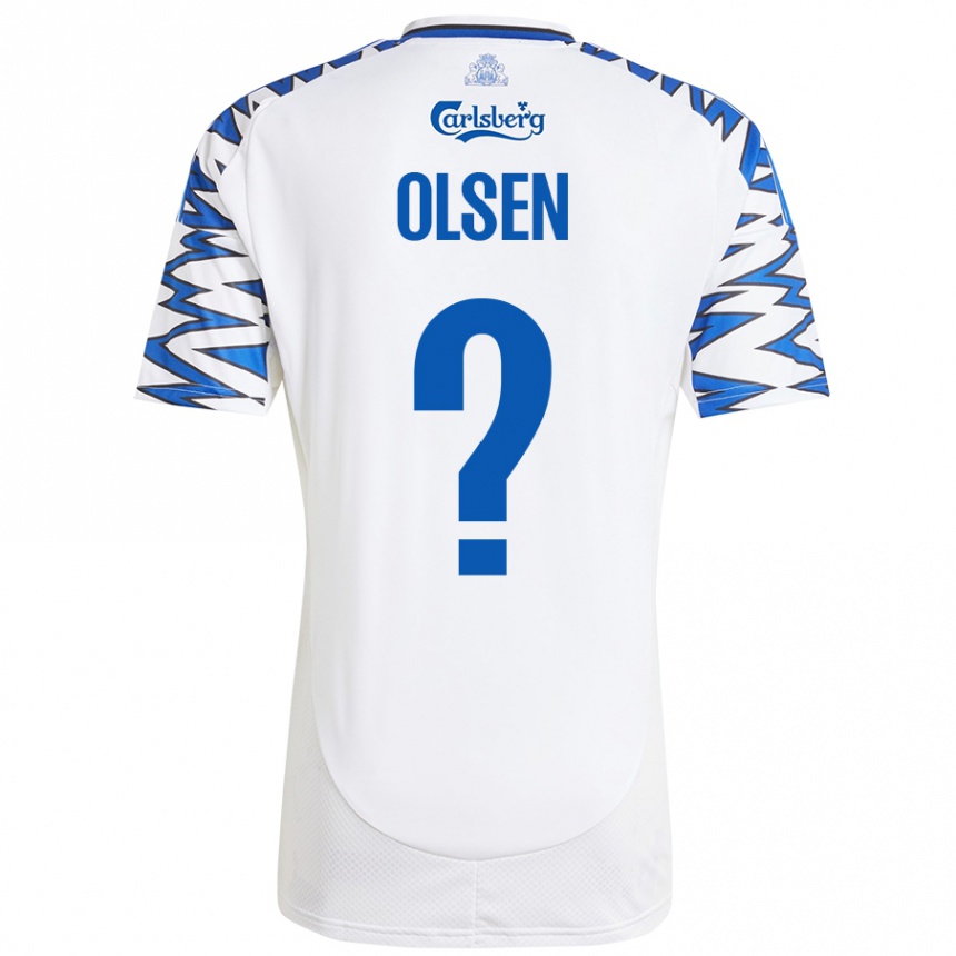 Enfant Football Maillot Gunnar Olsen #0 Blanc Bleu Ciel Tenues Domicile 2024/25