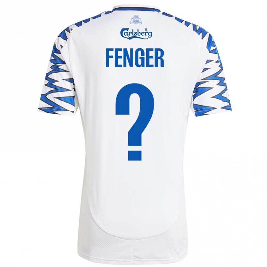 Enfant Football Maillot Oskar Fenger #0 Blanc Bleu Ciel Tenues Domicile 2024/25