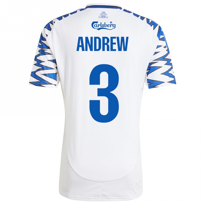 Enfant Football Maillot Tristan Andrew #3 Blanc Bleu Ciel Tenues Domicile 2024/25