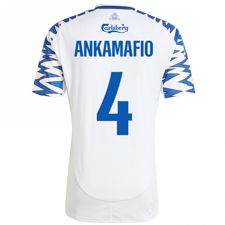 Enfant Football Maillot Graham Ankamafio #4 Blanc Bleu Ciel Tenues Domicile 2024/25