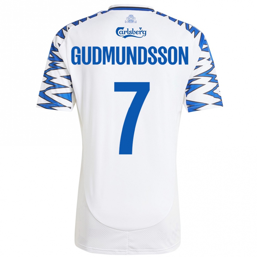 Enfant Football Maillot Galdur Gudmundsson #7 Blanc Bleu Ciel Tenues Domicile 2024/25