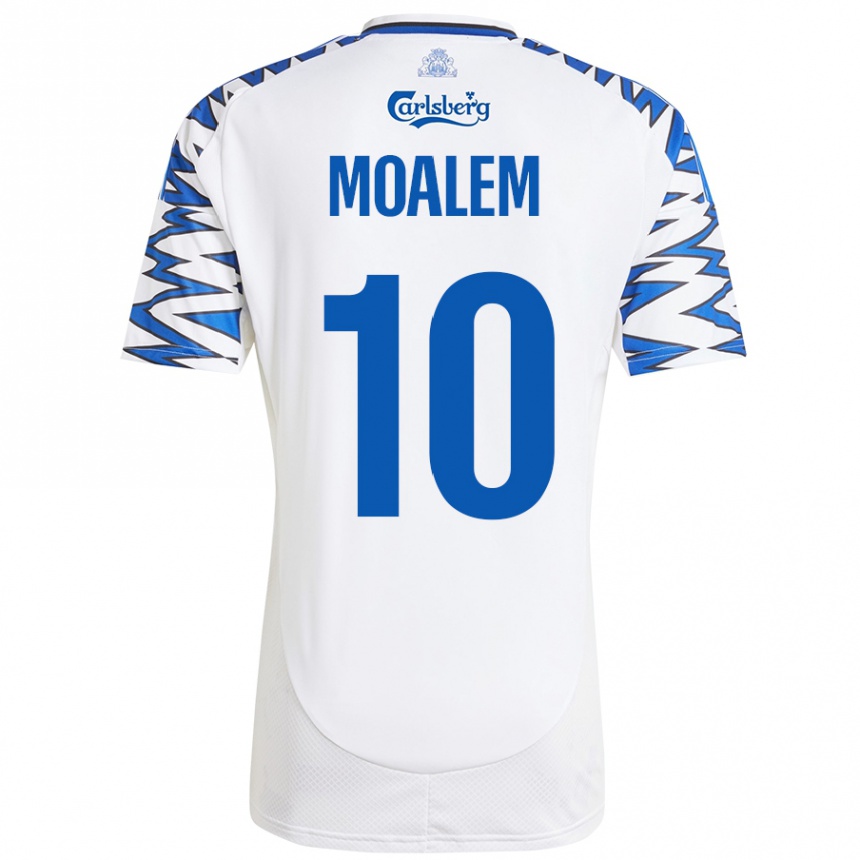 Enfant Football Maillot Jonathan Moalem #10 Blanc Bleu Ciel Tenues Domicile 2024/25