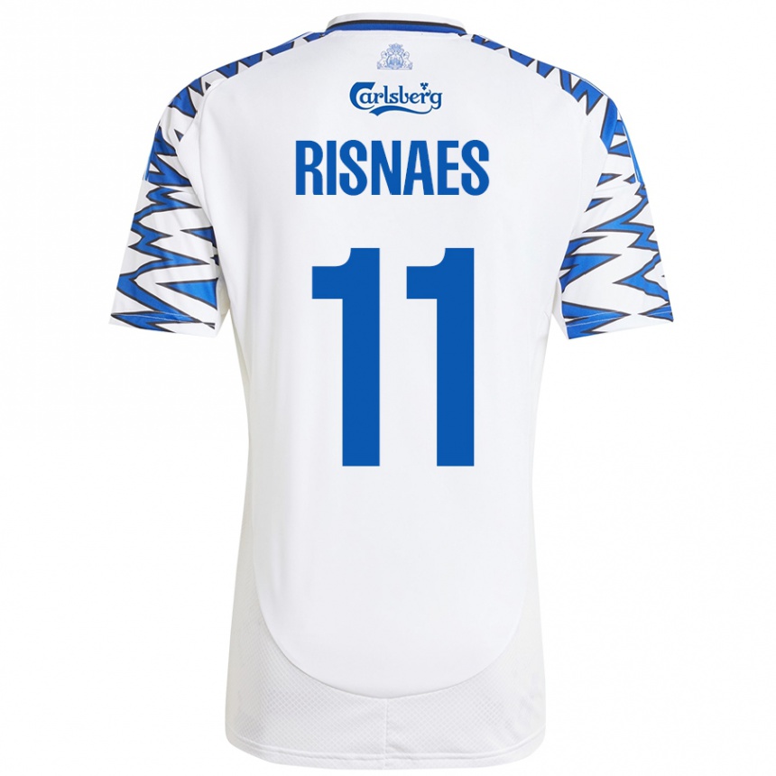 Enfant Football Maillot Roberto Risnaes #11 Blanc Bleu Ciel Tenues Domicile 2024/25