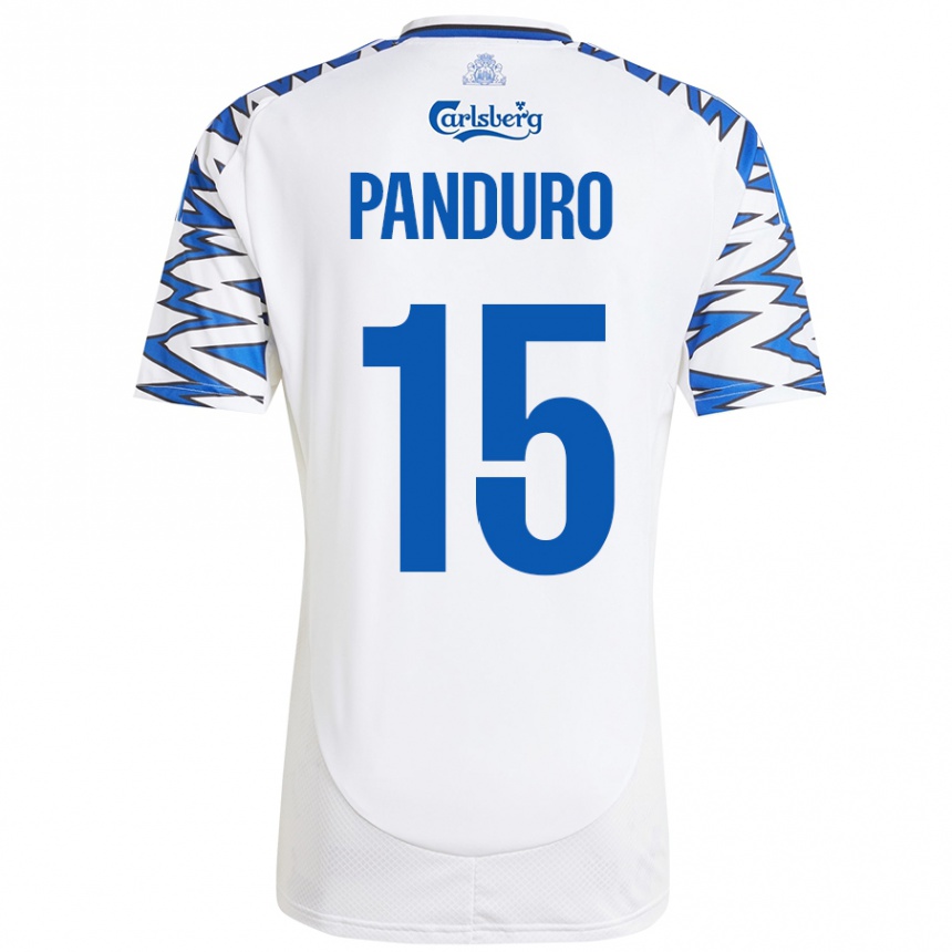 Enfant Football Maillot Tristan Panduro #15 Blanc Bleu Ciel Tenues Domicile 2024/25