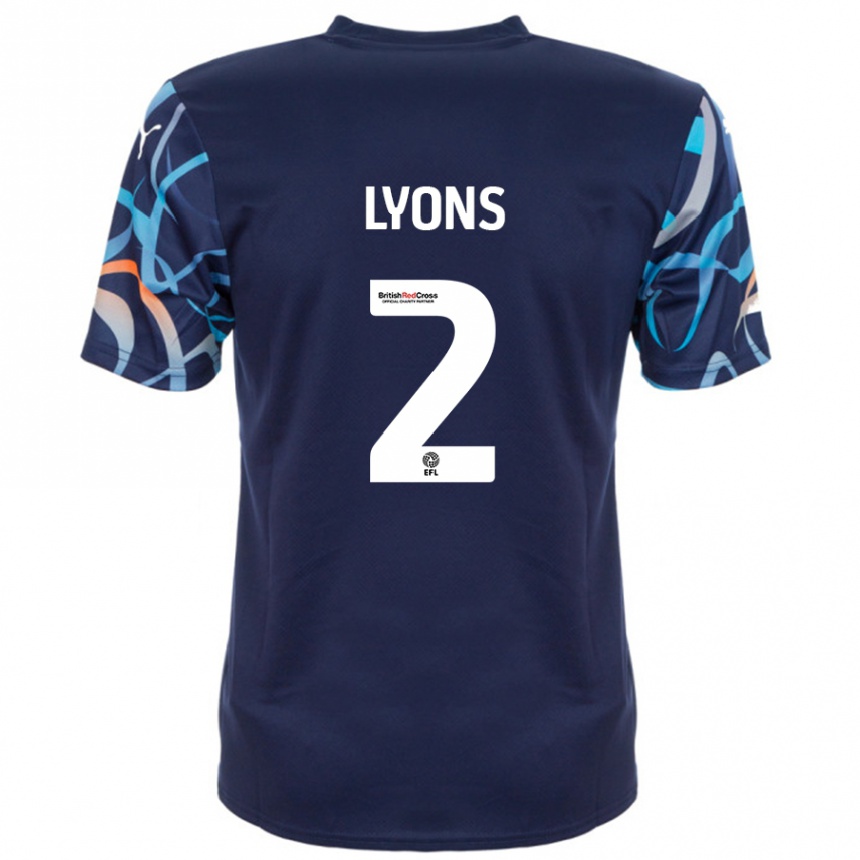 Enfant Football Maillot Andy Lyons #2 Bleu Marine Tenues Extérieur 2024/25