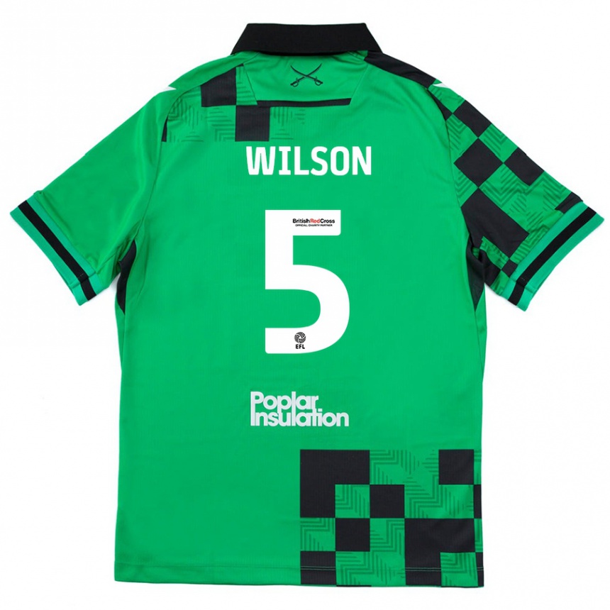 Enfant Football Maillot James Wilson #5 Vert Noir Tenues Extérieur 2024/25