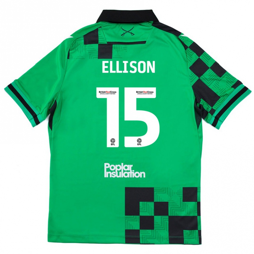 Enfant Football Maillot Dan Ellison #15 Vert Noir Tenues Extérieur 2024/25