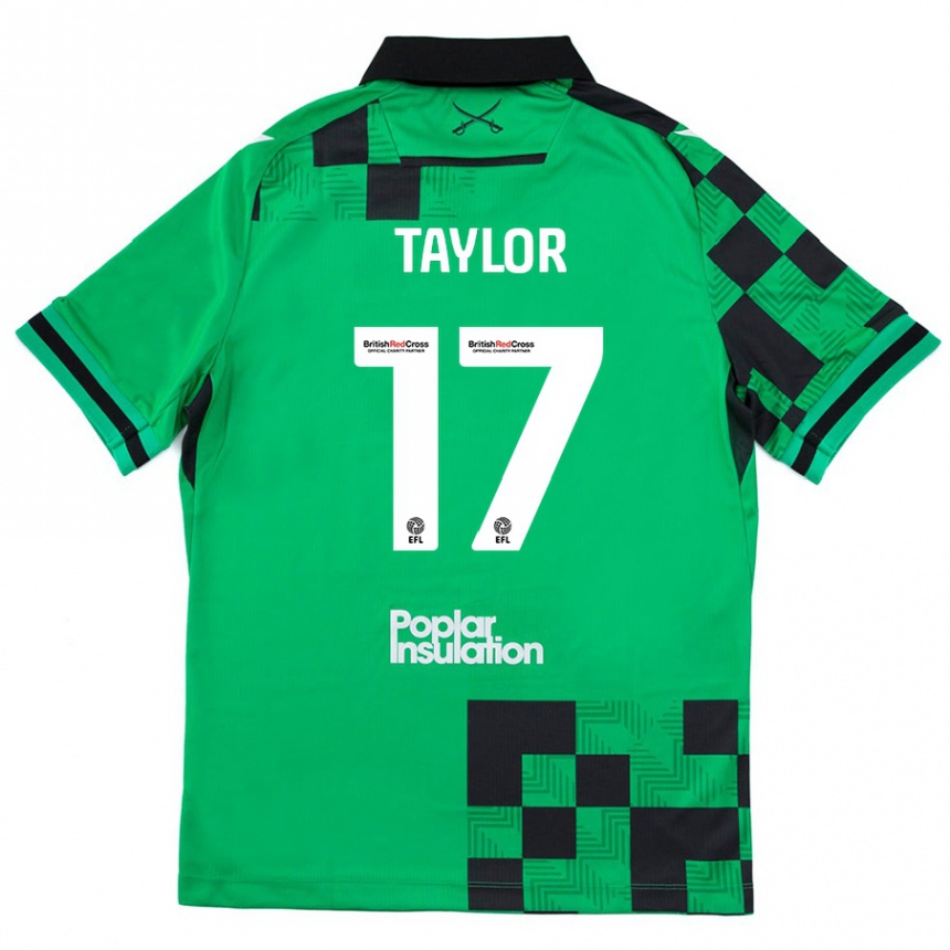 Enfant Football Maillot Connor Taylor #17 Vert Noir Tenues Extérieur 2024/25