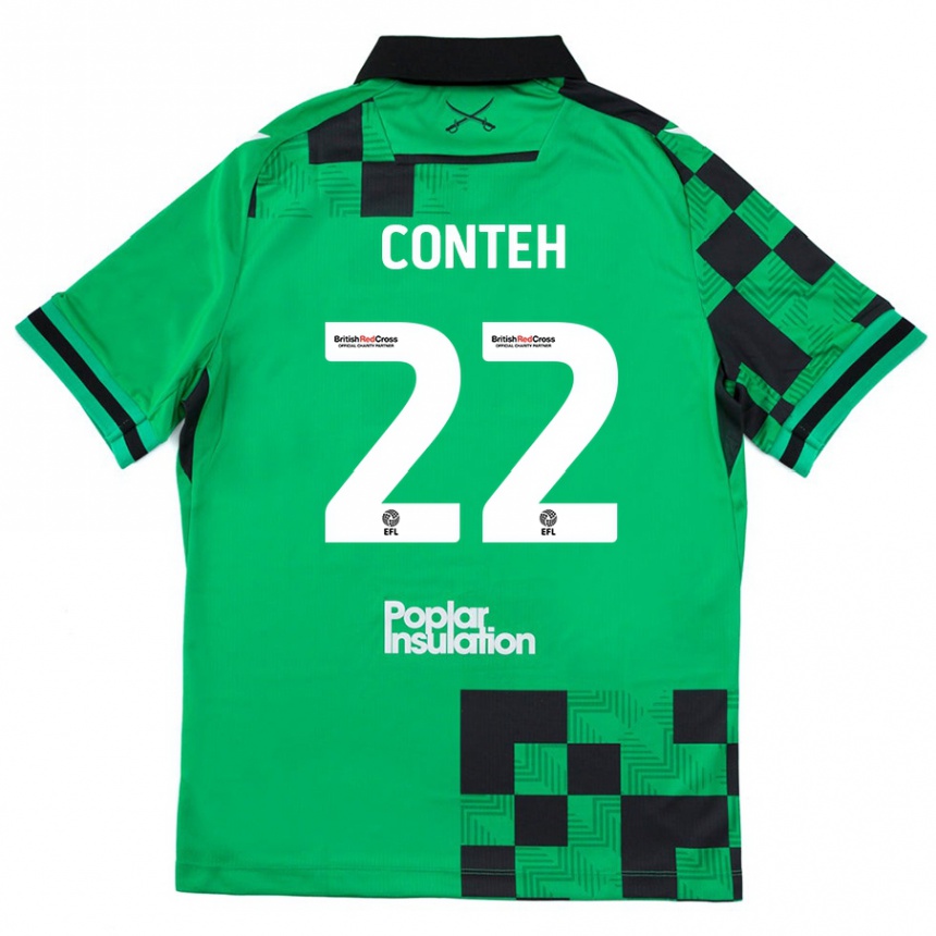 Enfant Football Maillot Kamil Conteh #22 Vert Noir Tenues Extérieur 2024/25