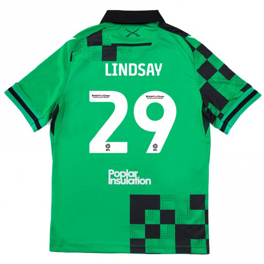 Enfant Football Maillot Jamie Lindsay #29 Vert Noir Tenues Extérieur 2024/25