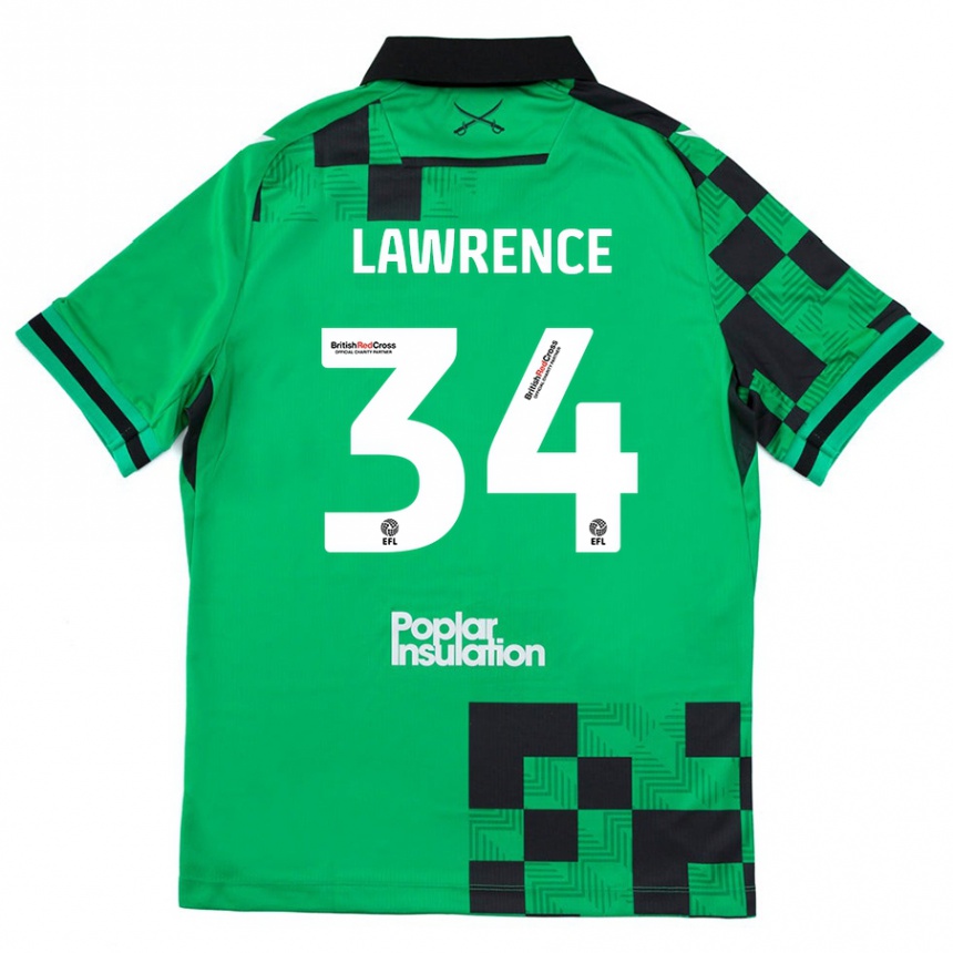 Enfant Football Maillot Jerry Lawrence #34 Vert Noir Tenues Extérieur 2024/25