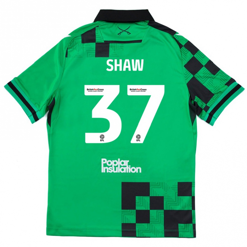 Enfant Football Maillot Kofi Shaw #37 Vert Noir Tenues Extérieur 2024/25