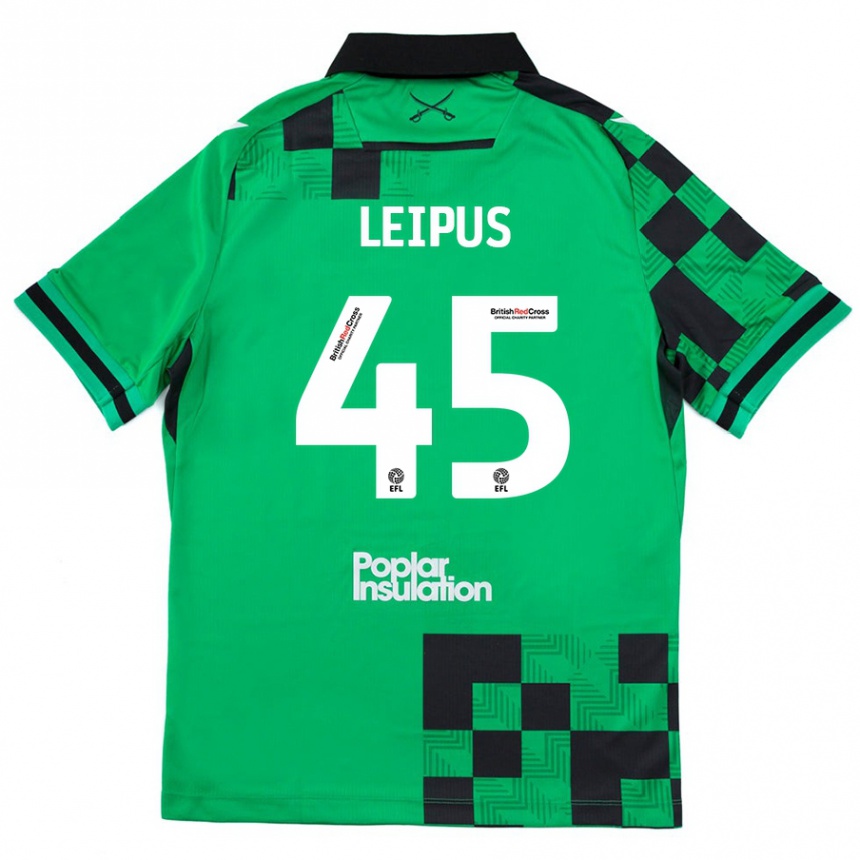 Enfant Football Maillot Brooklyn Leipus #45 Vert Noir Tenues Extérieur 2024/25