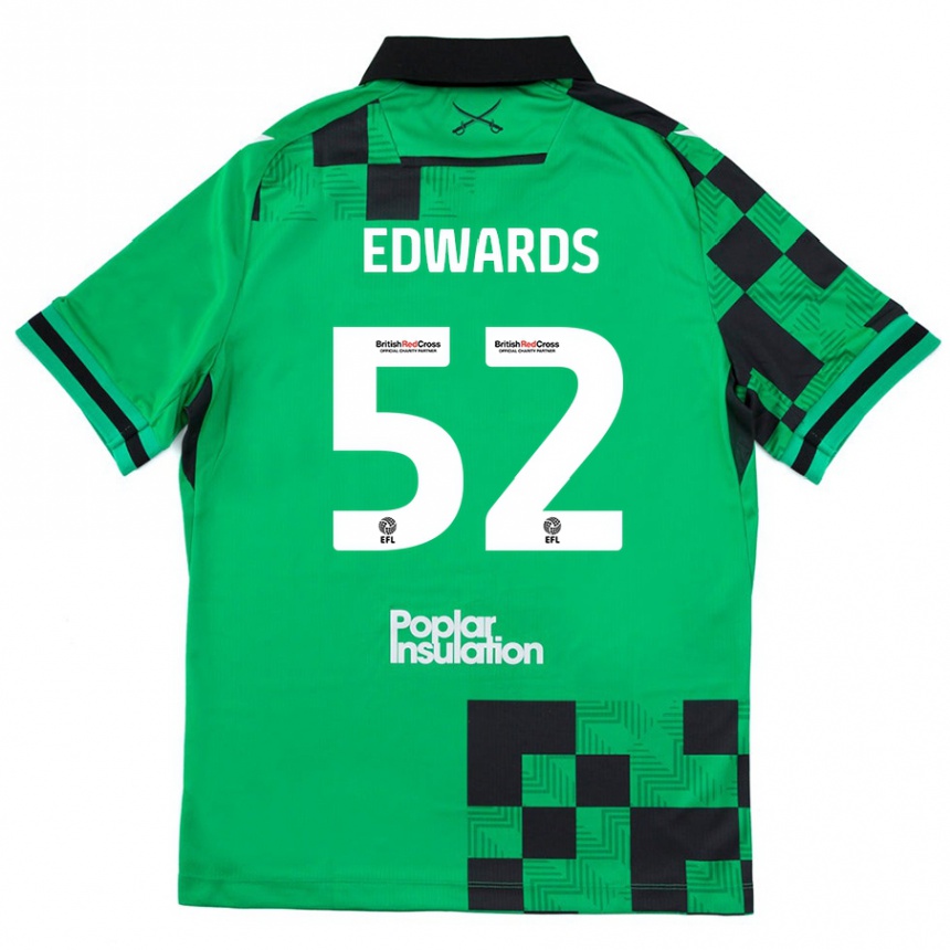 Enfant Football Maillot Max Edwards #52 Vert Noir Tenues Extérieur 2024/25