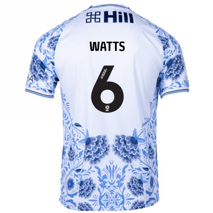 Enfant Football Maillot Kell Watts #6 Blanc Bleu Tenues Extérieur 2024/25