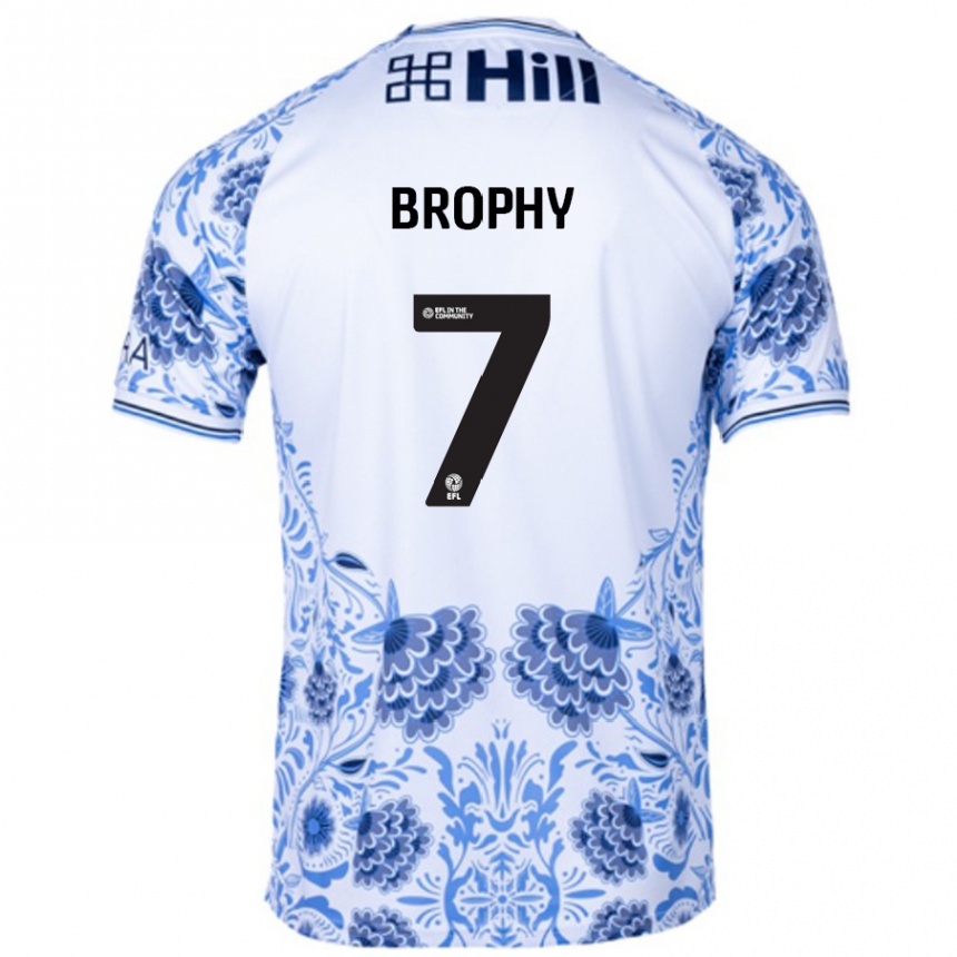 Enfant Football Maillot James Brophy #7 Blanc Bleu Tenues Extérieur 2024/25