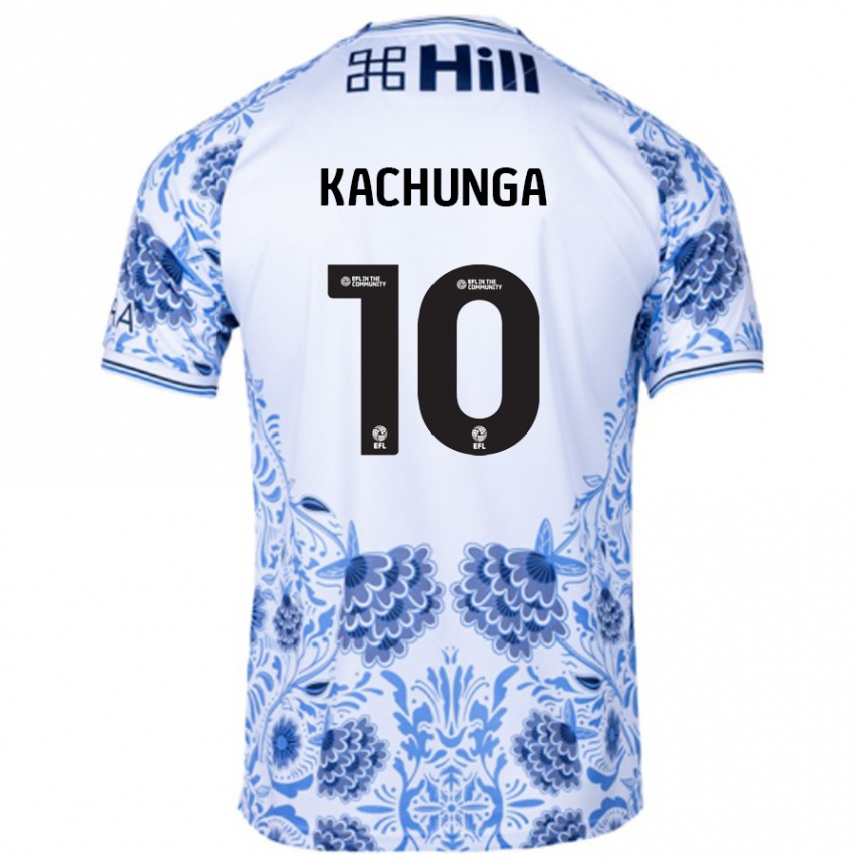 Enfant Football Maillot Elias Kachunga #10 Blanc Bleu Tenues Extérieur 2024/25