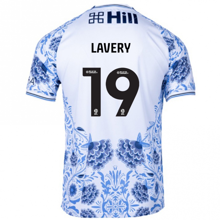 Enfant Football Maillot Shayne Lavery #19 Blanc Bleu Tenues Extérieur 2024/25