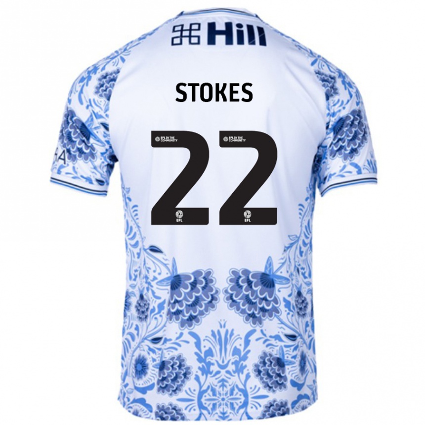 Enfant Football Maillot Josh Stokes #22 Blanc Bleu Tenues Extérieur 2024/25