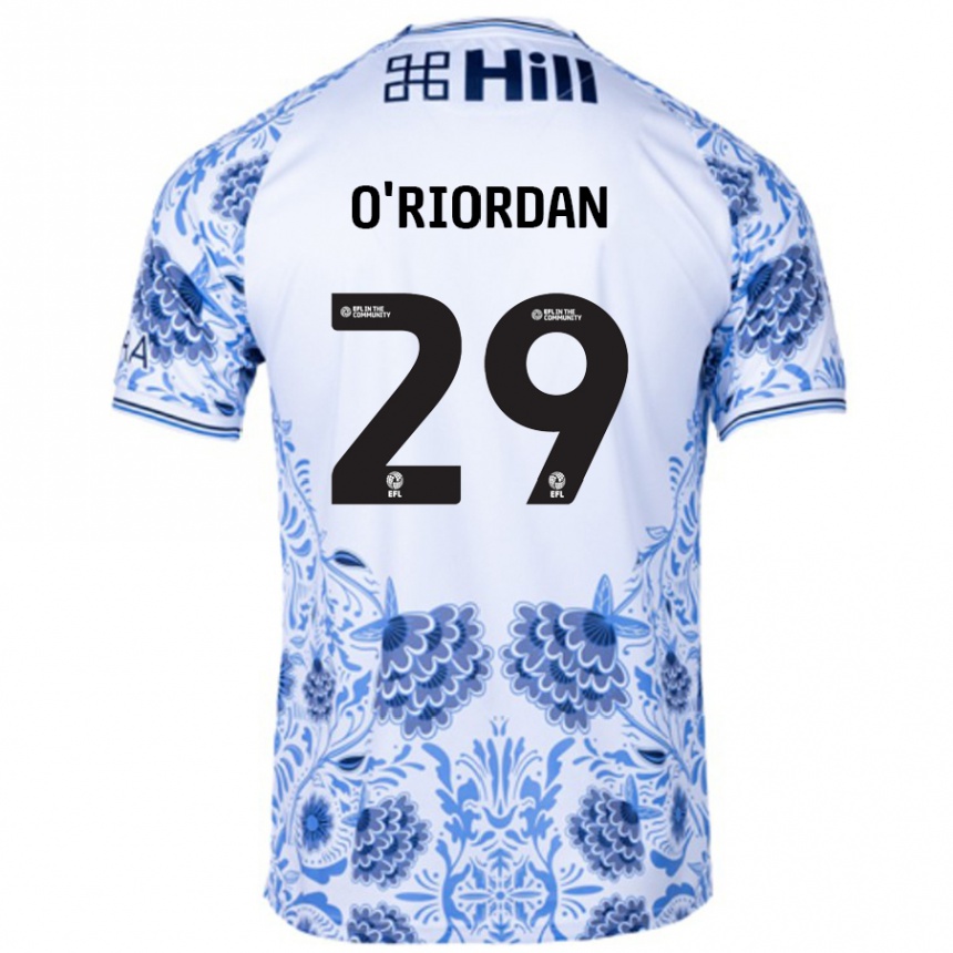 Enfant Football Maillot Connor O'riordan #29 Blanc Bleu Tenues Extérieur 2024/25