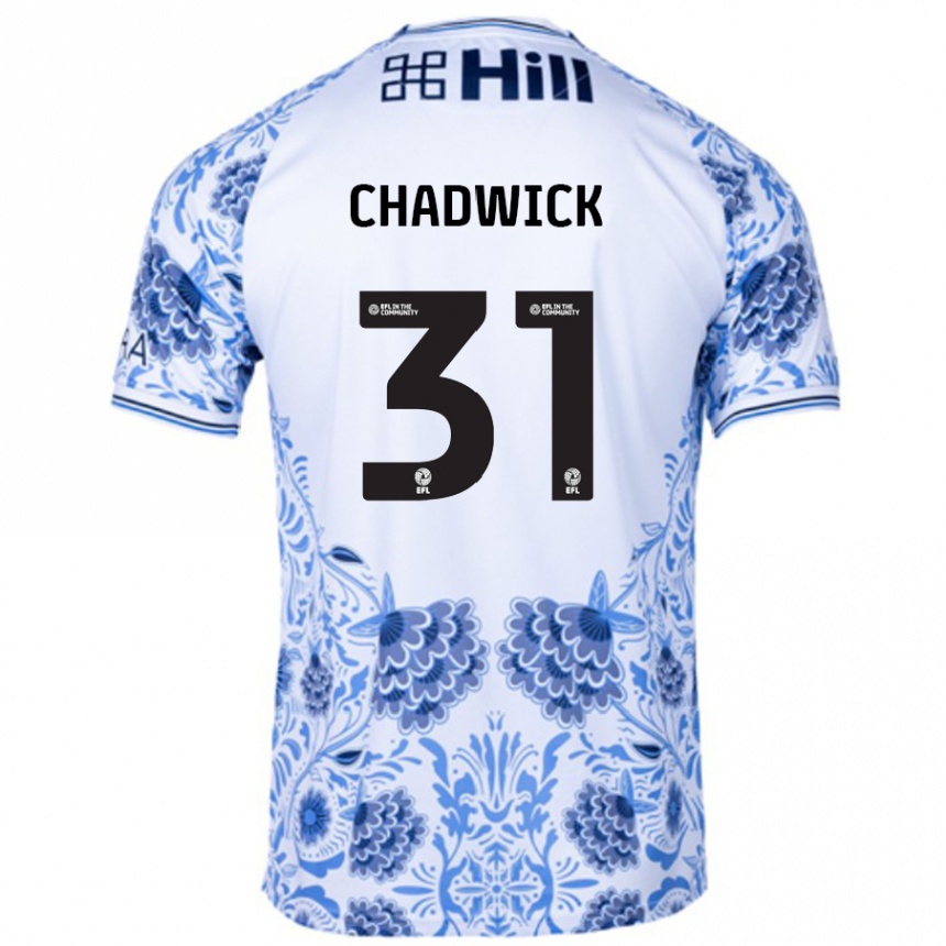 Enfant Football Maillot Louis Chadwick #31 Blanc Bleu Tenues Extérieur 2024/25