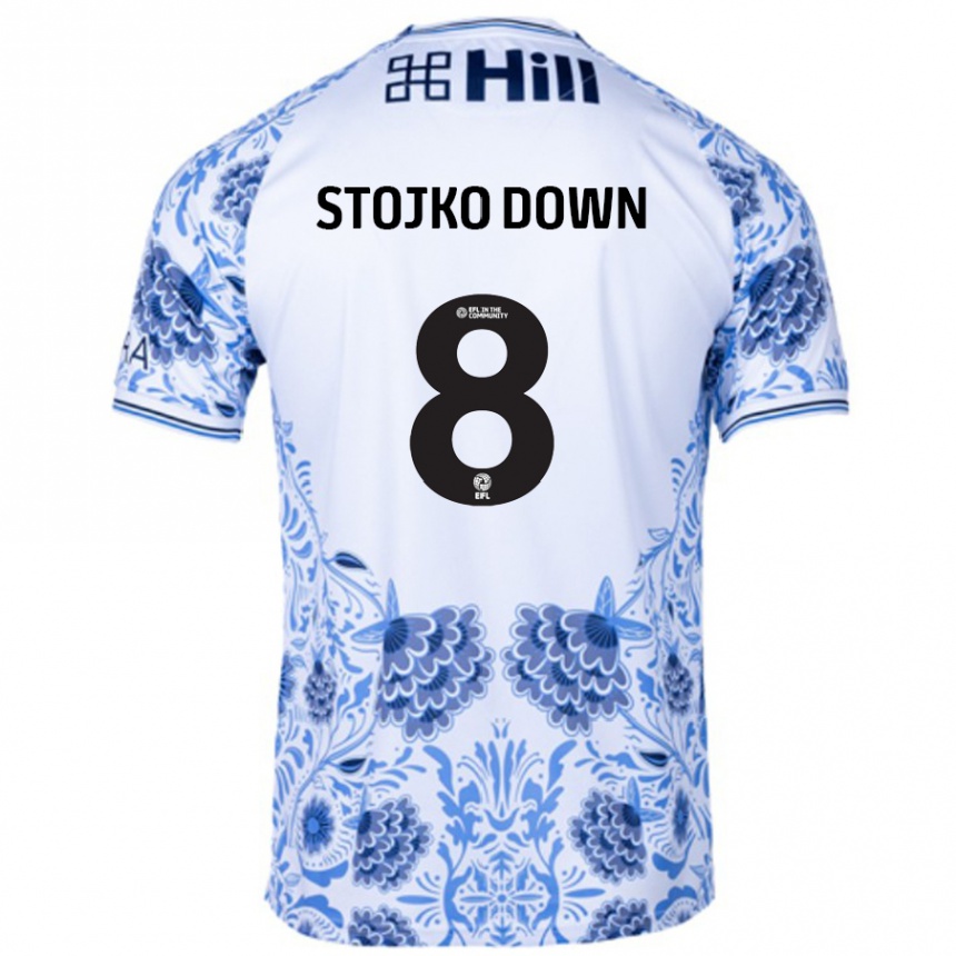 Enfant Football Maillot Alysha Stojko-Down #8 Blanc Bleu Tenues Extérieur 2024/25