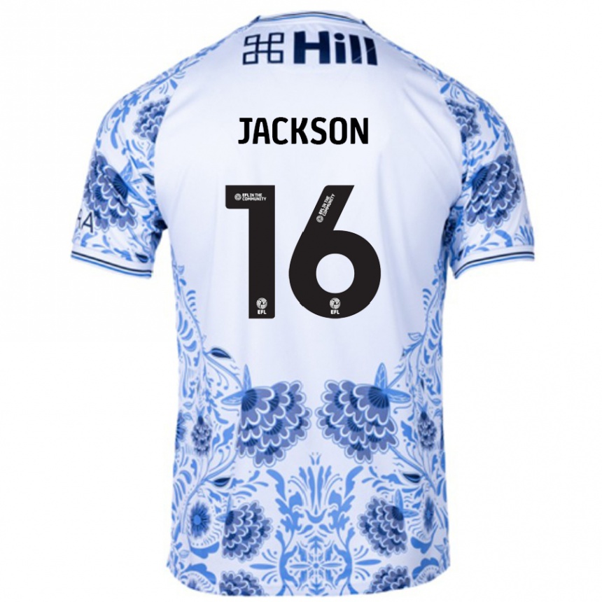 Enfant Football Maillot Abbie Jackson #16 Blanc Bleu Tenues Extérieur 2024/25