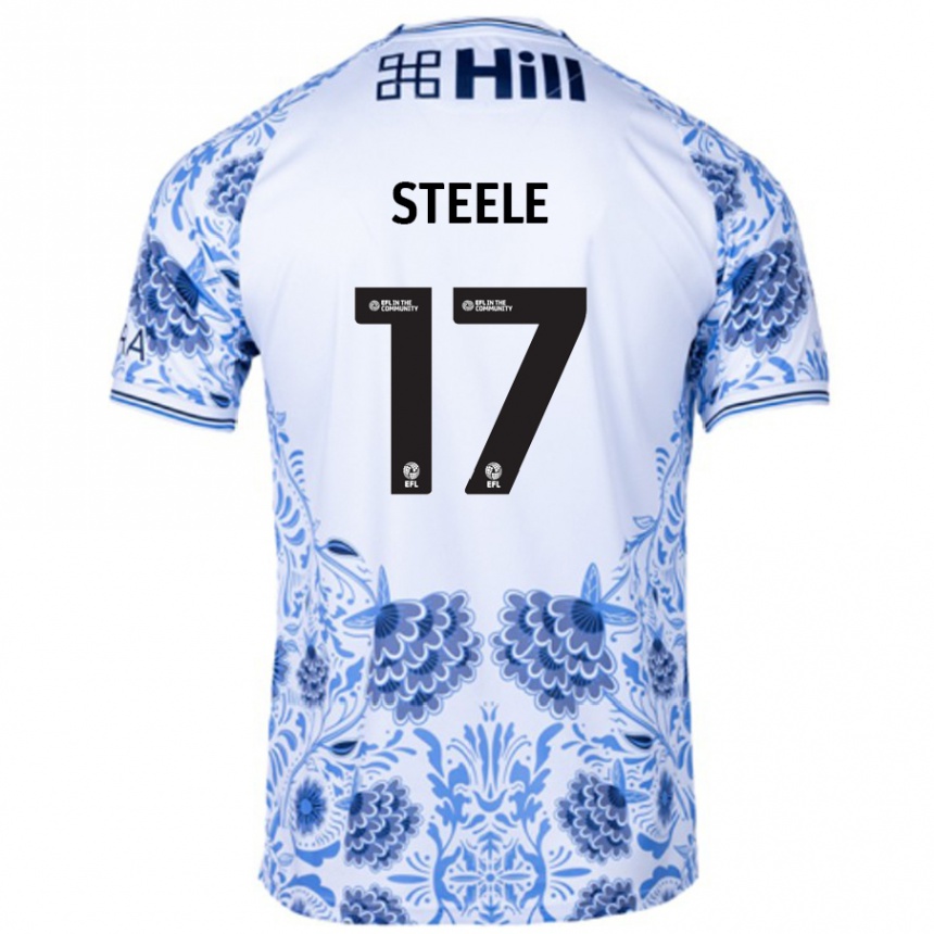 Enfant Football Maillot Fran Steele #17 Blanc Bleu Tenues Extérieur 2024/25