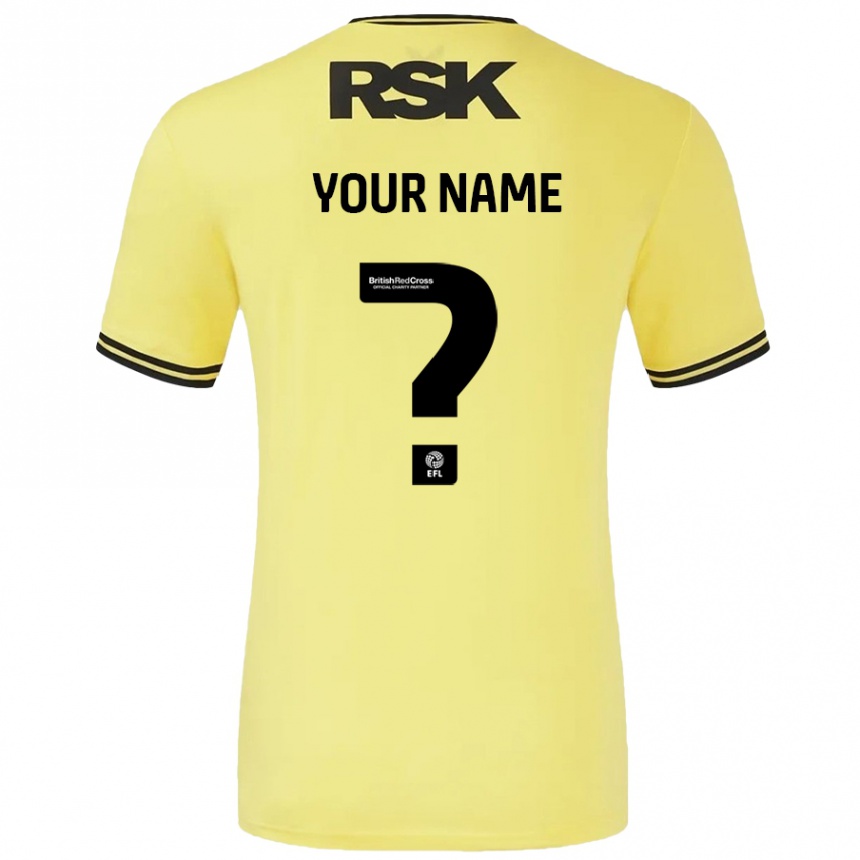 Enfant Football Maillot Votre Nom #0 Jaune Noir Tenues Extérieur 2024/25