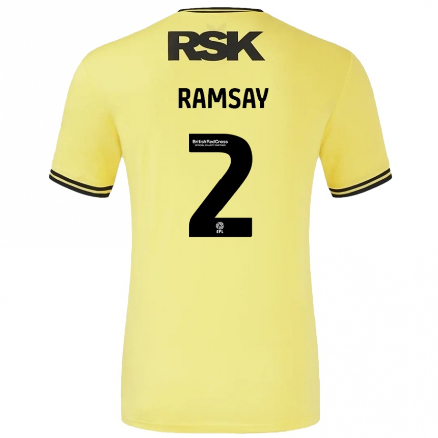 Enfant Football Maillot Kayne Ramsay #2 Jaune Noir Tenues Extérieur 2024/25