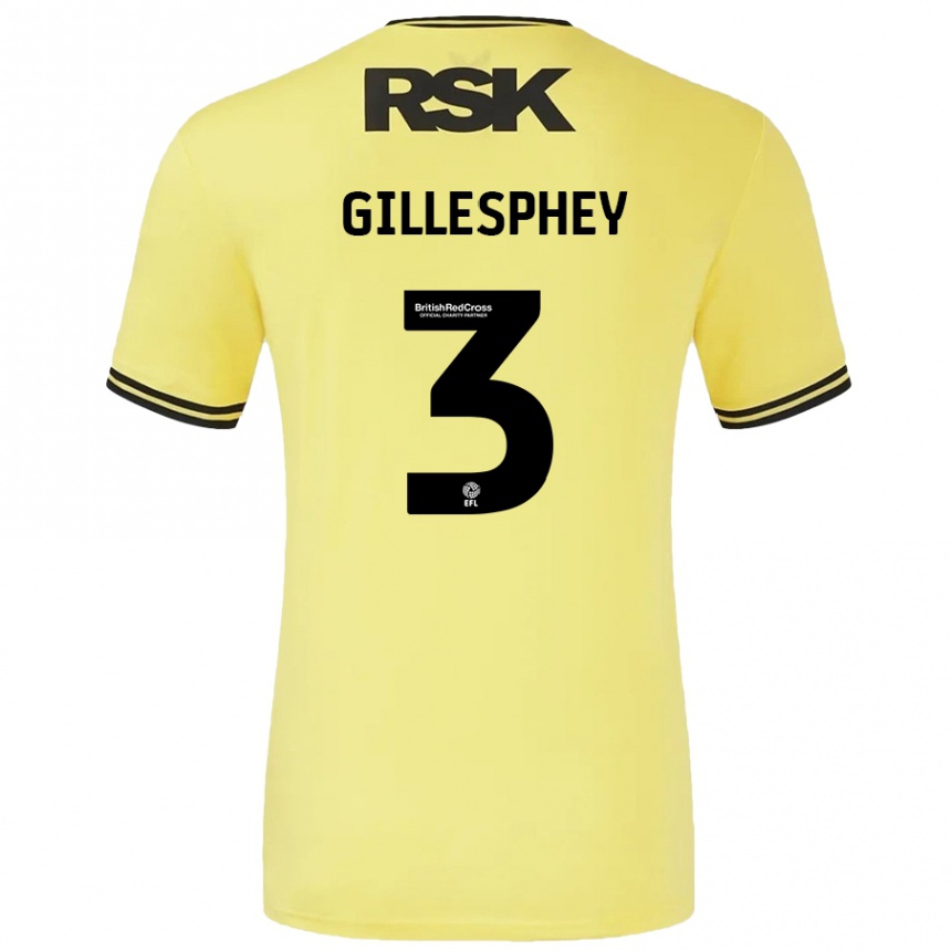 Enfant Football Maillot Macaulay Gillesphey #3 Jaune Noir Tenues Extérieur 2024/25