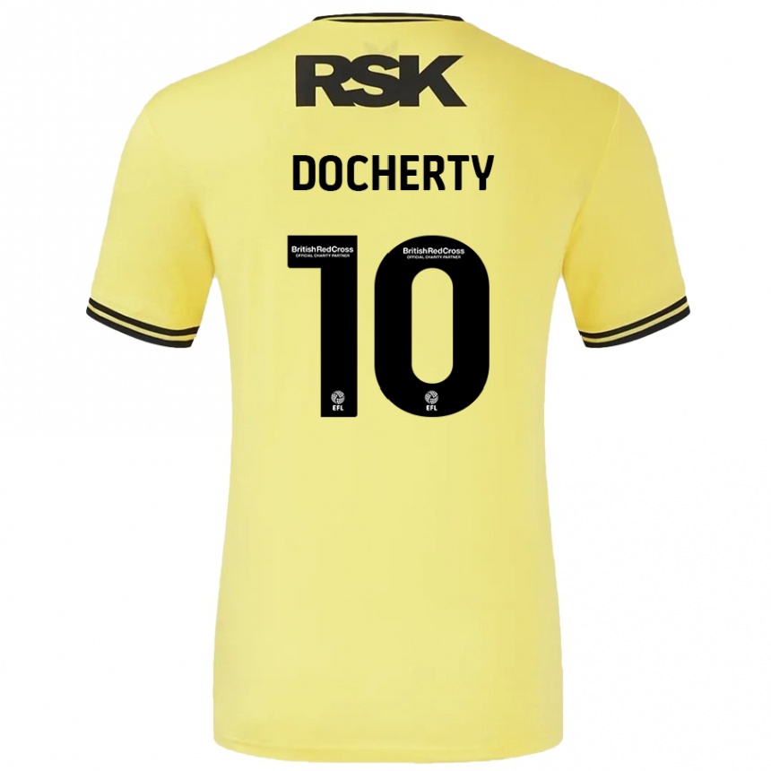 Enfant Football Maillot Greg Docherty #10 Jaune Noir Tenues Extérieur 2024/25