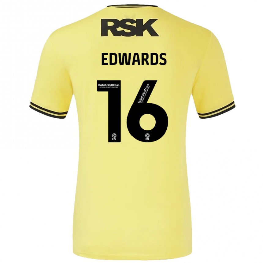 Enfant Football Maillot Josh Edwards #16 Jaune Noir Tenues Extérieur 2024/25