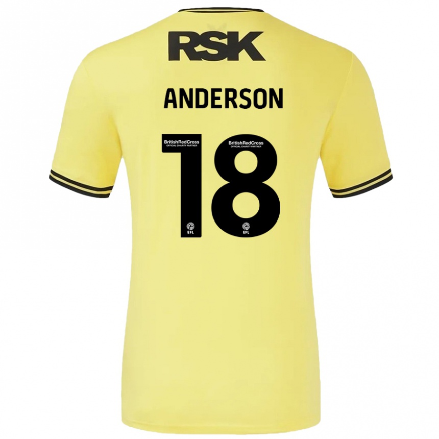 Enfant Football Maillot Karoy Anderson #18 Jaune Noir Tenues Extérieur 2024/25