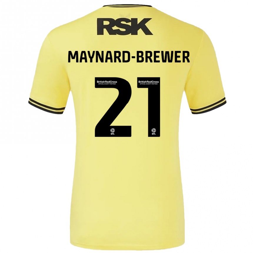 Enfant Football Maillot Ashley Maynard-Brewer #21 Jaune Noir Tenues Extérieur 2024/25