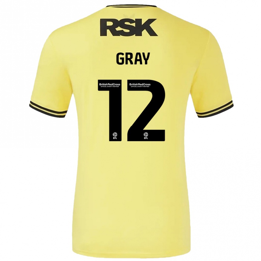 Enfant Football Maillot Jessica Gray #12 Jaune Noir Tenues Extérieur 2024/25