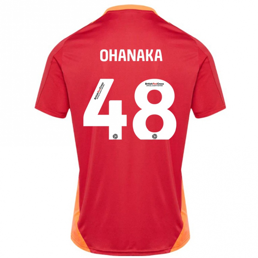 Enfant Football Maillot Santino Ohanaka #48 Bleu Blanc Cassé Tenues Extérieur 2024/25