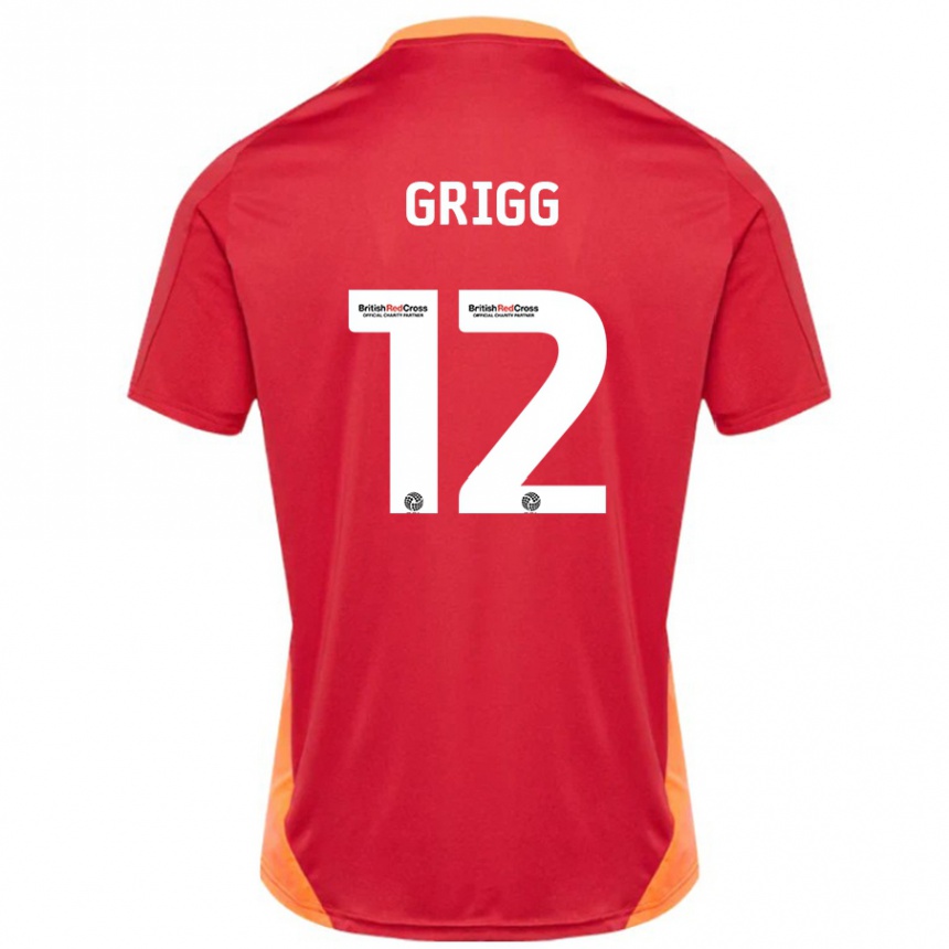 Enfant Football Maillot Katie Grigg #12 Bleu Blanc Cassé Tenues Extérieur 2024/25