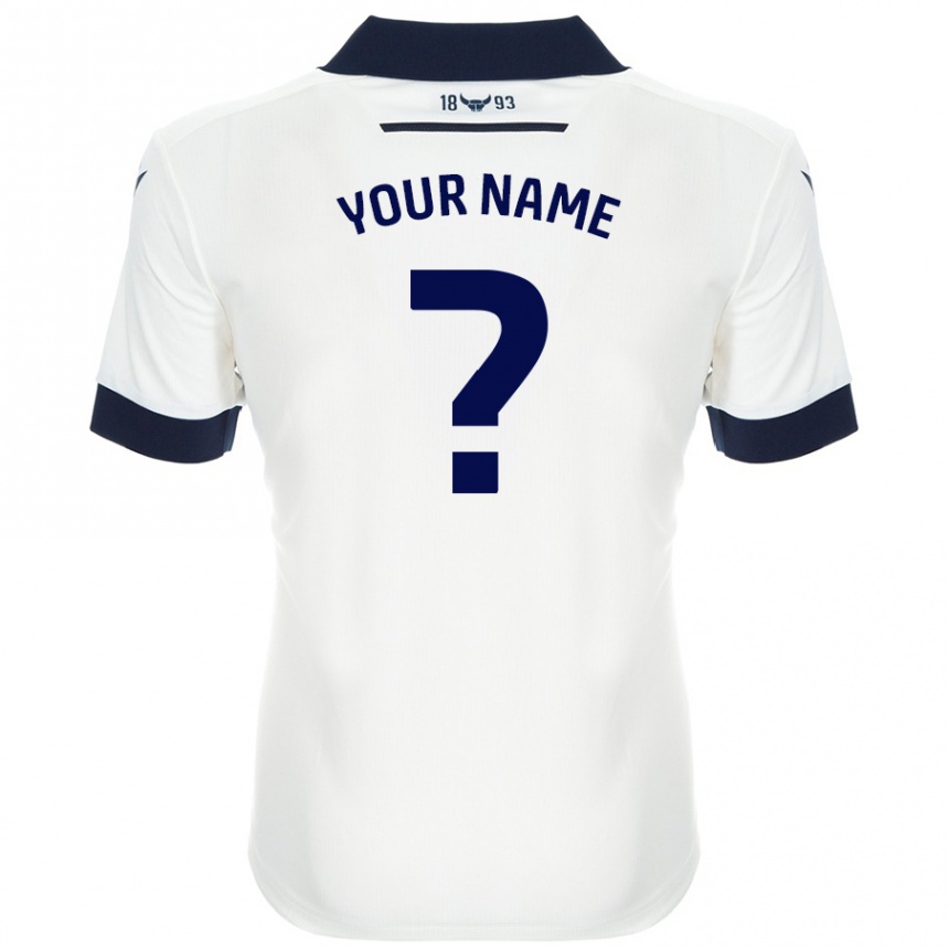 Enfant Football Maillot Votre Nom #0 Blanc Bleu Marine Tenues Extérieur 2024/25