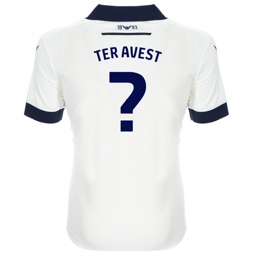 Enfant Football Maillot Hidde Ter Avest #0 Blanc Bleu Marine Tenues Extérieur 2024/25