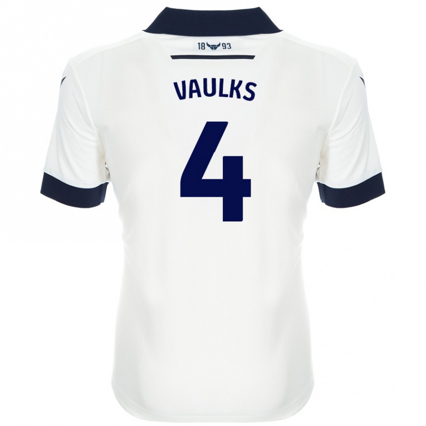 Enfant Football Maillot Will Vaulks #4 Blanc Bleu Marine Tenues Extérieur 2024/25