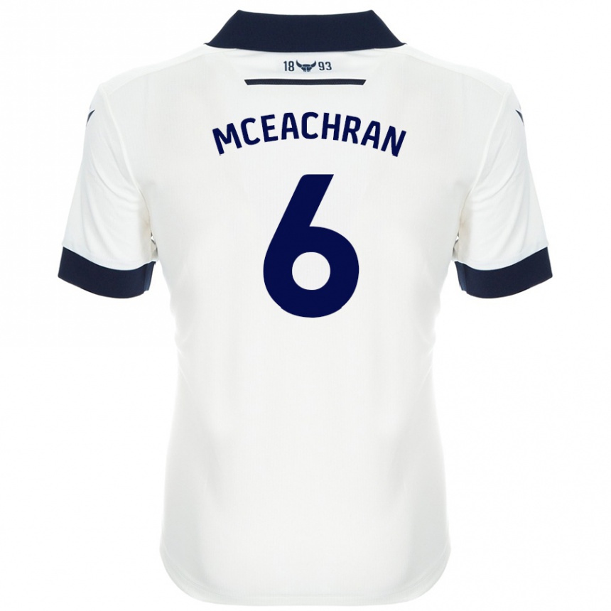 Enfant Football Maillot Josh Mceachran #6 Blanc Bleu Marine Tenues Extérieur 2024/25