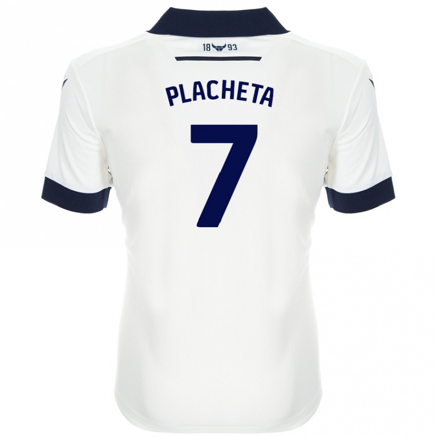 Enfant Football Maillot Przemyslaw Placheta #7 Blanc Bleu Marine Tenues Extérieur 2024/25