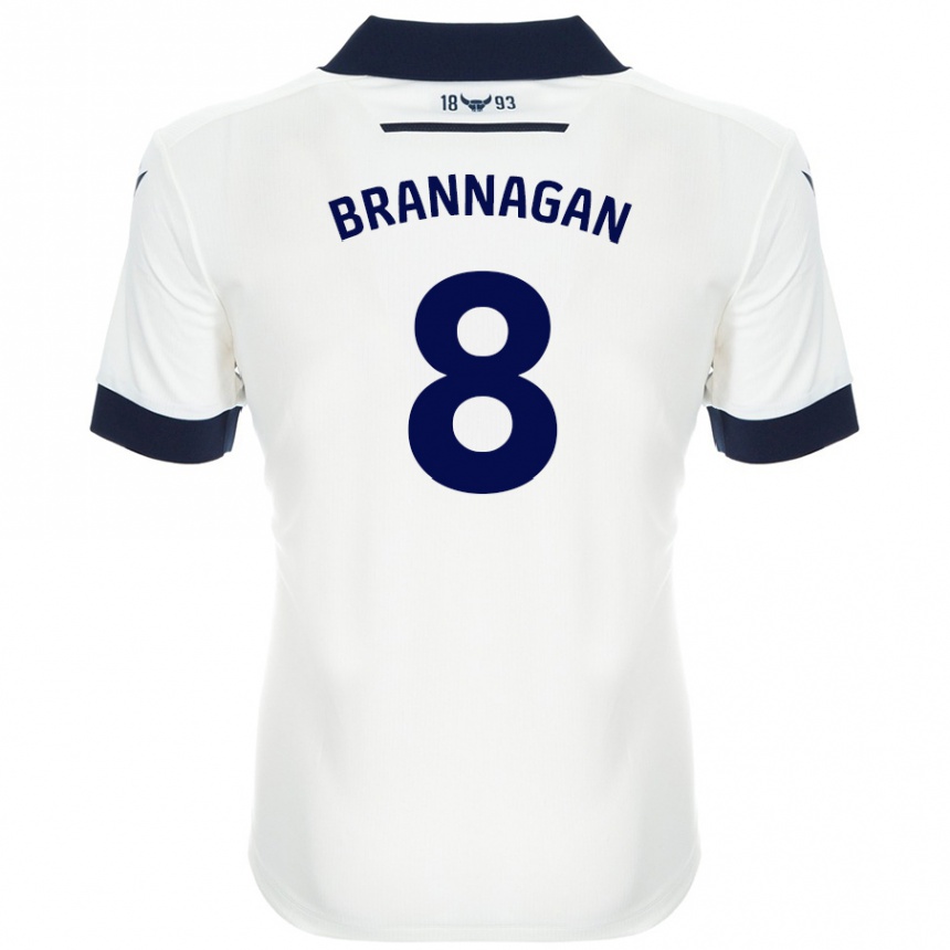 Enfant Football Maillot Cameron Brannagan #8 Blanc Bleu Marine Tenues Extérieur 2024/25