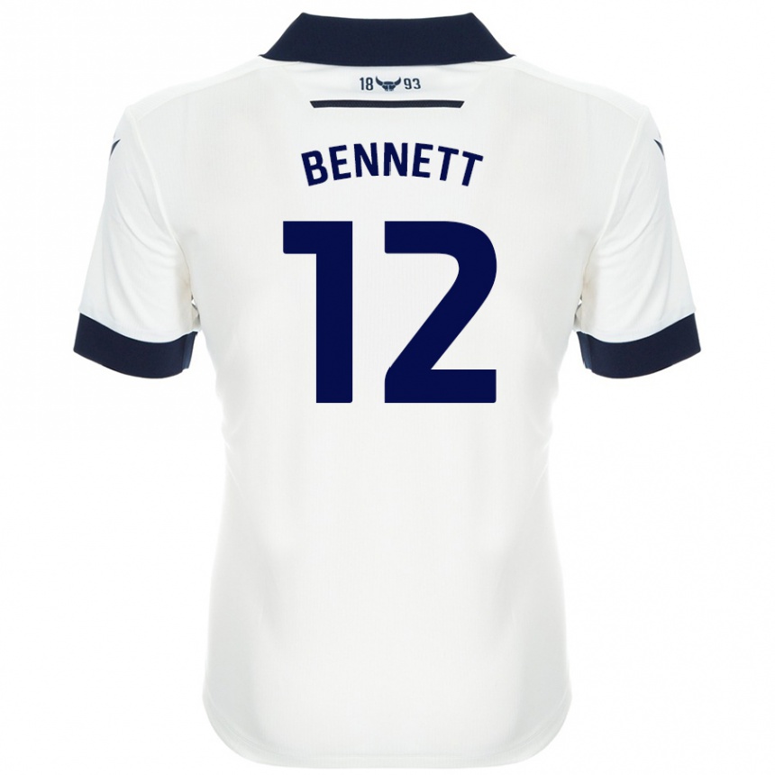 Enfant Football Maillot Joe Bennett #12 Blanc Bleu Marine Tenues Extérieur 2024/25